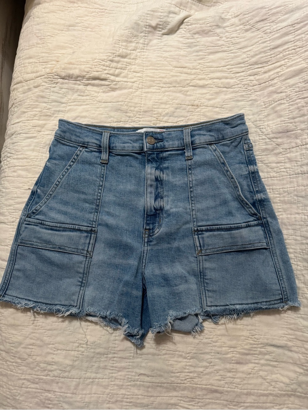 Daze Denim Cargo Shorts with Frayed Hem